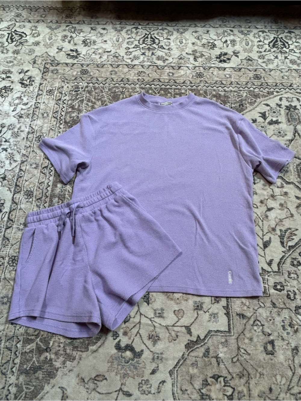Comfrt Lavender Waffle Short Set - Women Intimates & Sleepwear